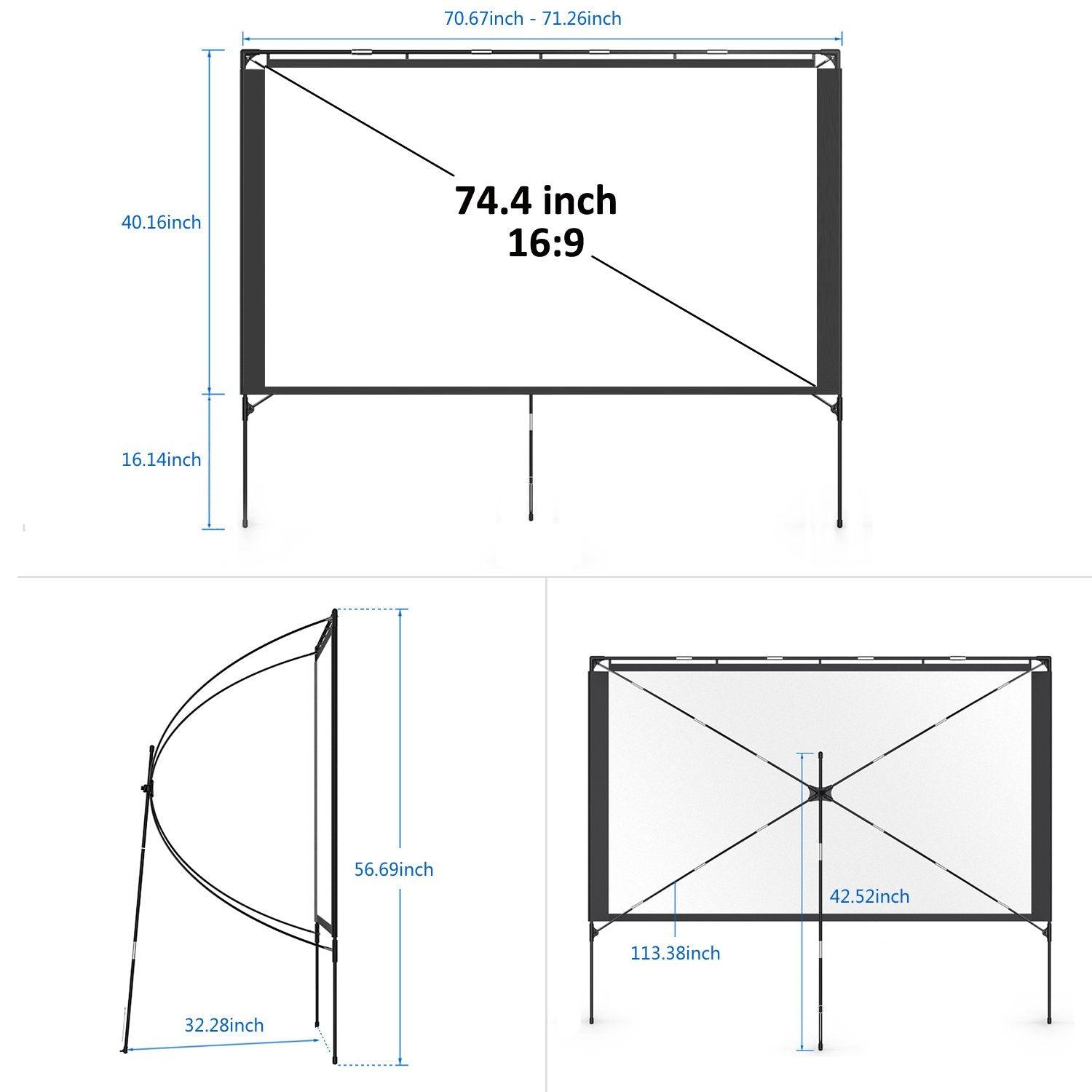 Outdoor Projector Screen - Vamvo 80 Inch Projector Screen with Stand 4K HD Portable Front Movie Screen, Foldable Projection Screen with Transportable Full Set Bag for Camping and Recreational Events - CookCave