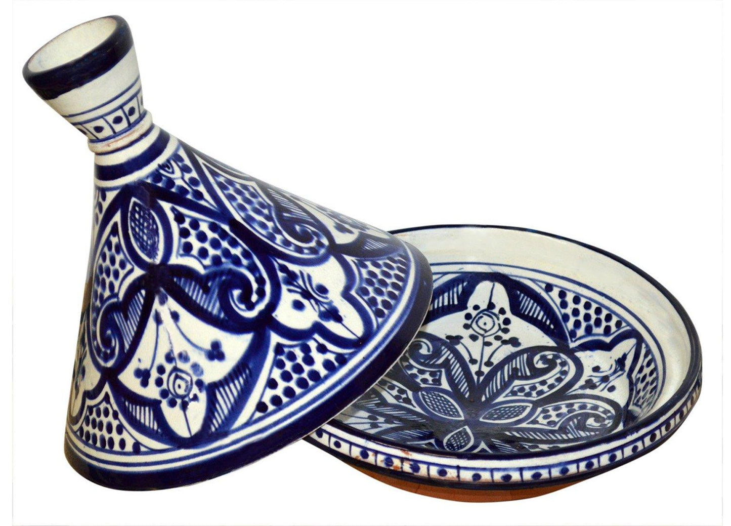 Moroccan Handmade Serving Tagine Exquisite Ceramic With Vivid colors Original 8 inches Across - CookCave