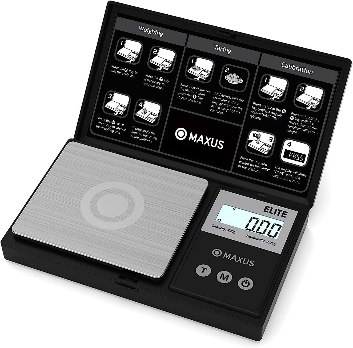 MAXUS Precision Pocket Scale 200g x 0.01g, Digital Gram Scale Small Food/Jewelry Scale Ounces/Grains Scale with Backlit LCD, Great for Travel - CookCave