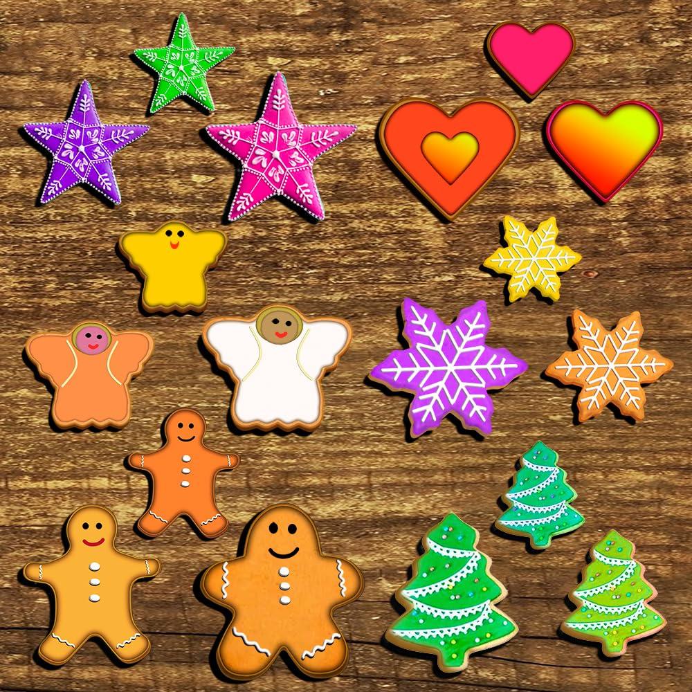 Christmas Cookie Cutter Set - Gingerbread Man, Snowflake, Christmas Tree, Heart, Star, Angel - 18 Piece Christmas Cookie Cutters, Cookie Cutters Christmas Shapes for Holiday Winter Baking - CookCave