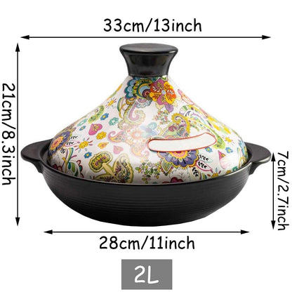 Moroccan Tagine Pot Ceramic Tagine Pot Moroccan for Cooking with Ceramic Cone-Shaped Closed Lid Ceramic Cooker Pot for Cooking and Stew Casserole Slow Cooker - CookCave