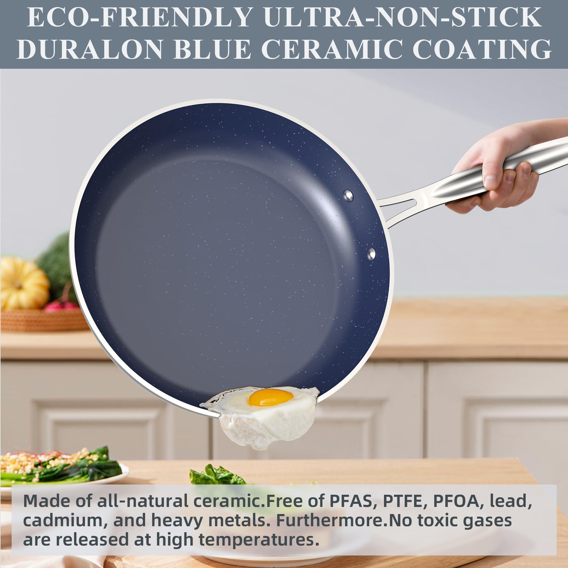 Nuwave Diamond-Infused Ceramic Nonstick Cookware Set, Scratch Resistant & PFAS Free, Oven & Dishwasher Safe with Tempered Glass Lids & Stay-Cool Handles - CookCave