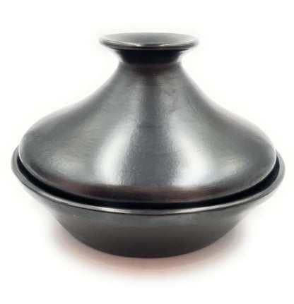 Clay Tagine for Cooking Tajin Tayin Unglazed Diameter 11.5" Aprox Hight 8" Black Clay 100% Handmade in Colombia Serving Pot - CookCave