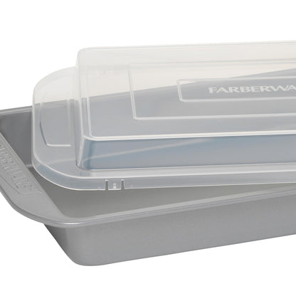 Farberware Nonstick Bakeware Baking Pan With Lid / Nonstick Cake Pan With Lid, Rectangle - 9 Inch x 13 Inch, Gray - CookCave