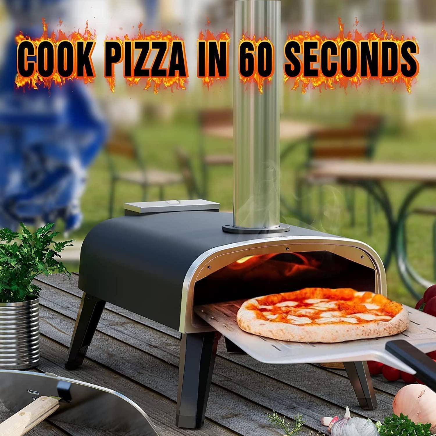 aidpiza Pizza Oven Outdoor 12" Wood Fired Pizza Ovens Pellet Pizza Stove for Outside, Portable Stainless Steel Pizza Oven for Backyard Pizza Maker Portable Mobile Outdoor Kitchen - CookCave