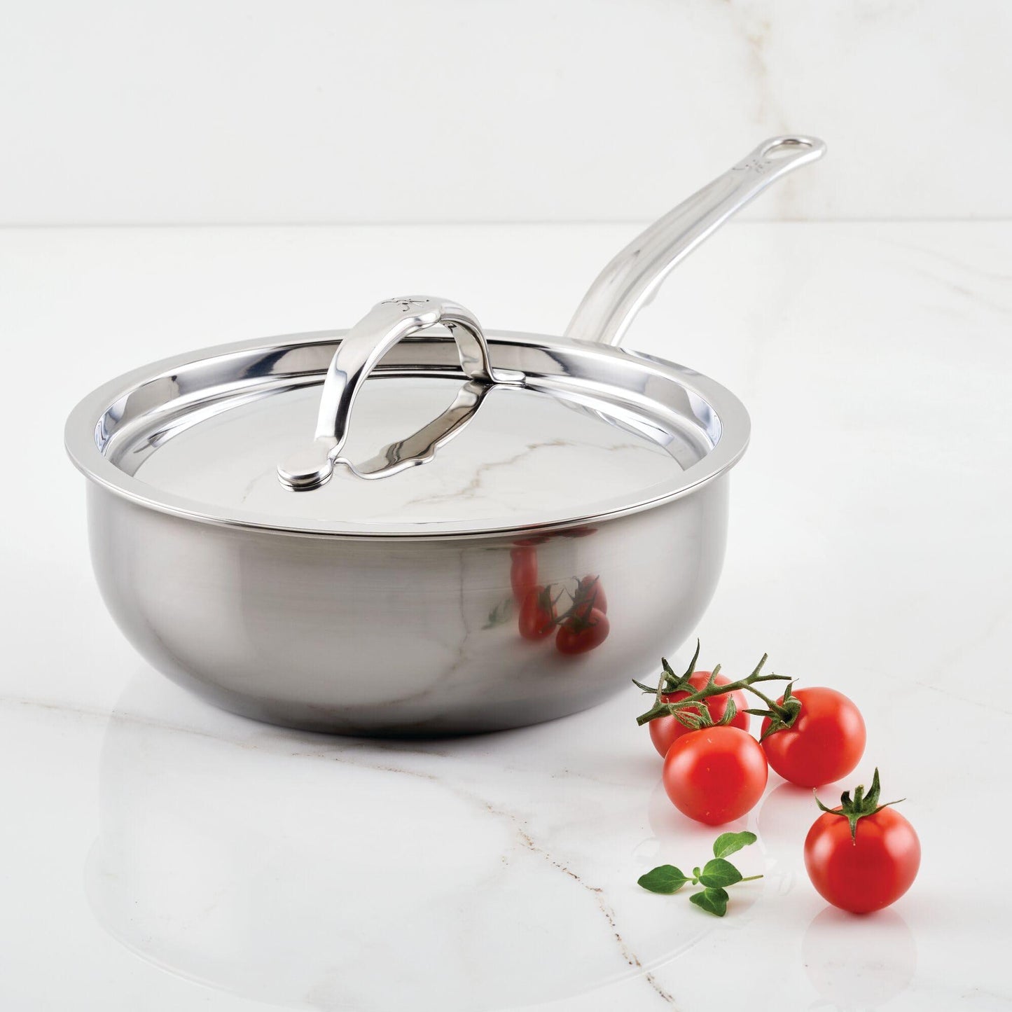 Hestan - NanoBond Collection - Titanium Stainless Steel 2-Quart Saucier Pan with Lid - Toxin, PFAS, & Chemical Free Clean Cookware, Induction Cooktop Compatible - CookCave