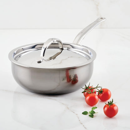 Hestan - NanoBond Collection - Titanium Stainless Steel 2-Quart Saucier Pan with Lid - Toxin, PFAS, & Chemical Free Clean Cookware, Induction Cooktop Compatible - CookCave