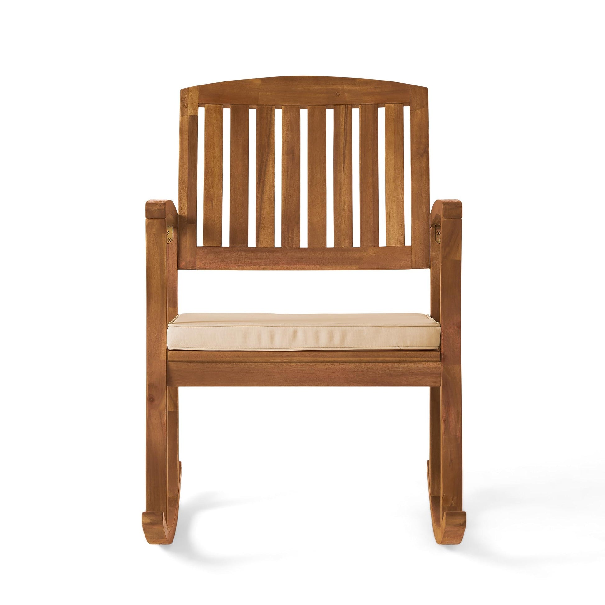 Christopher Knight Home Selma Acacia Rocking Chair with Cushion, Teak Finish - CookCave