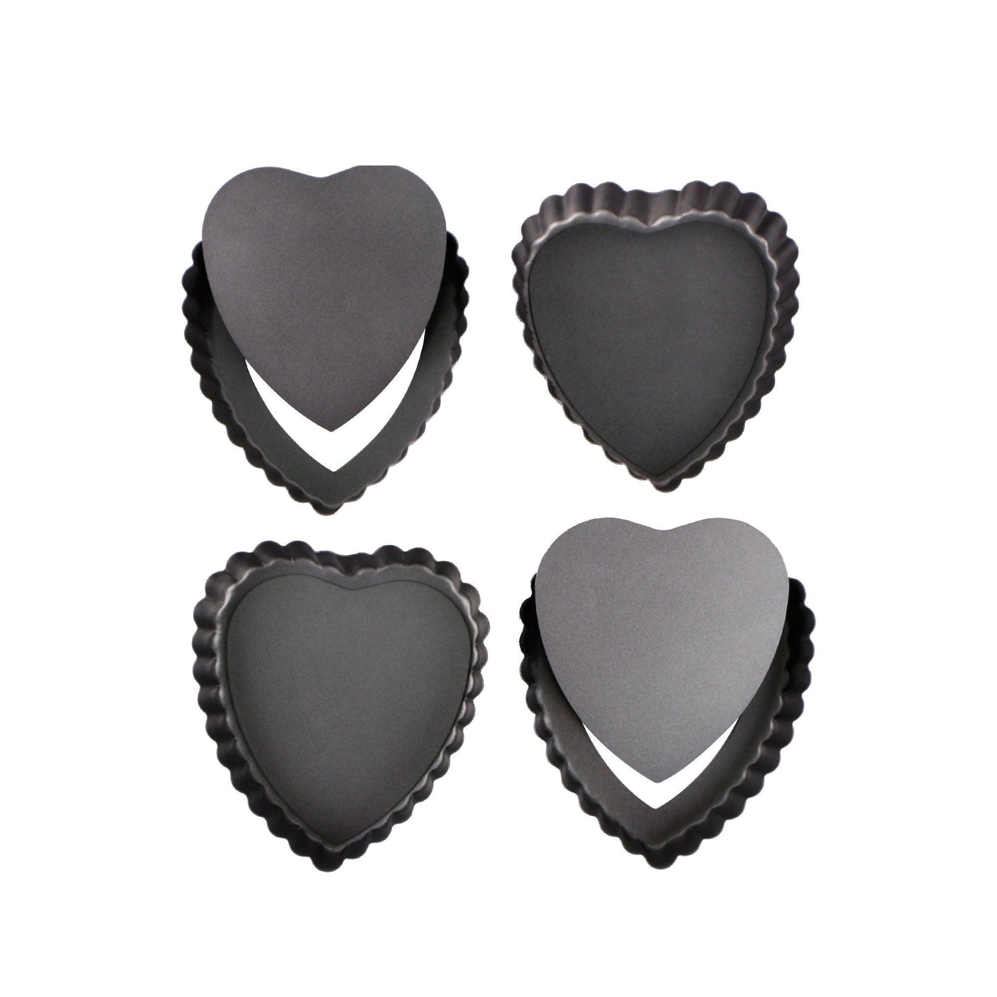 Webake Mini Tart Pan Set of 4 Heart Shaped Quiche Pans with Removable Bottom, Tart Tins for Valentine's Day Baking - CookCave