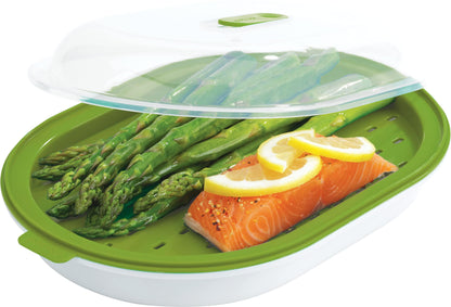 GoodCook BPA-Free Plastic Microwave Vegetable and Fish Steamer, Green - CookCave