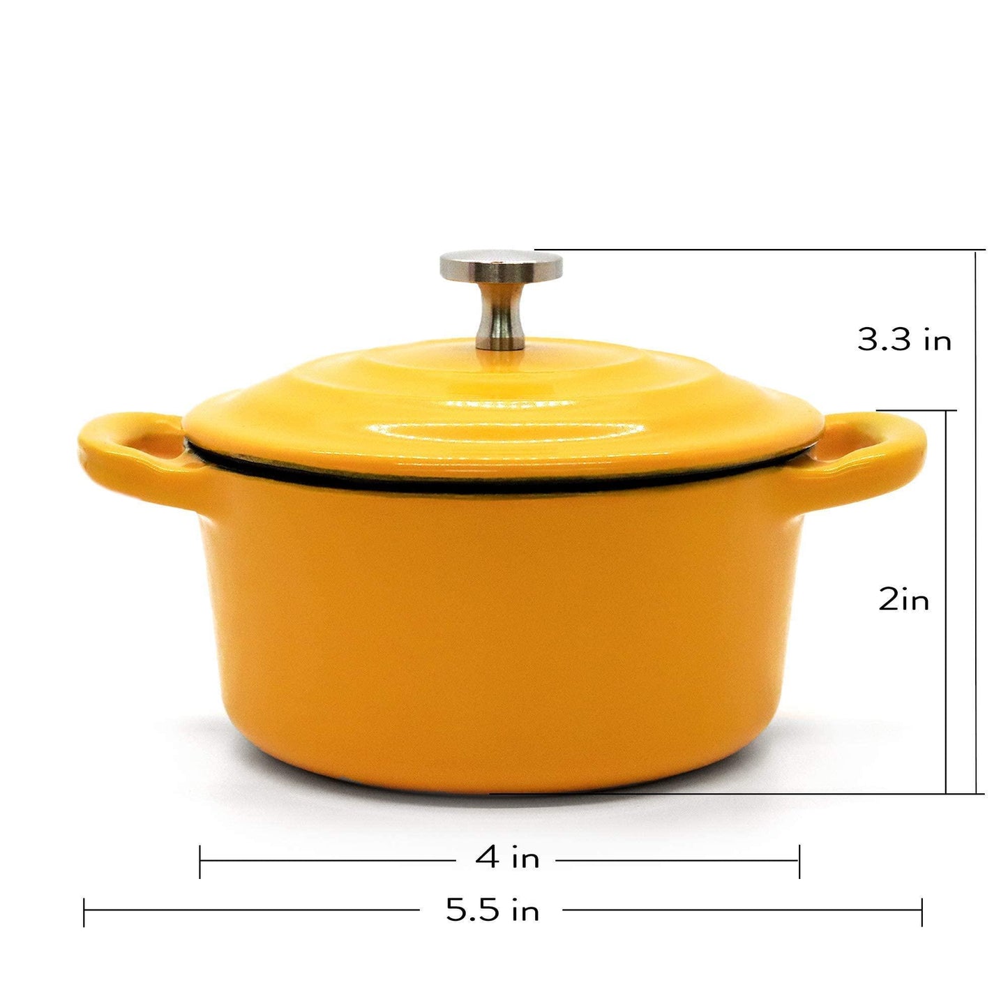 RJ Legend 8.5 oz. Mini Cocotte with Lid, Set of 3 Small Dutch Oven for Baking, Enameled Cast Iron Ramekin, 0.25 Quart, Green/White/Yellow, 3 Piece - CookCave