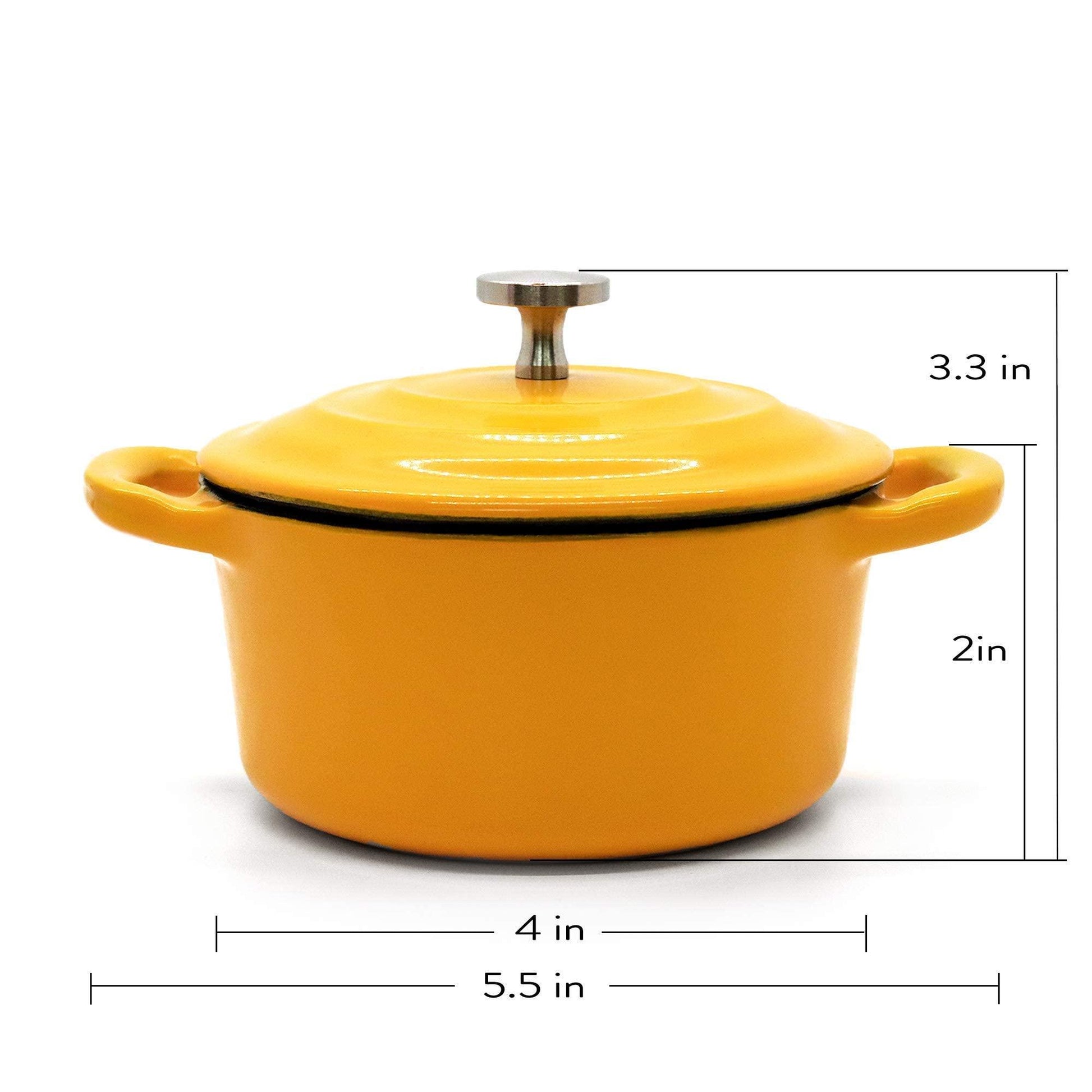 RJ Legend 8.5 oz. Mini Cocotte with Lid, Set of 3 Small Dutch Oven for Baking, Enameled Cast Iron Ramekin, 0.25 Quart, Green/White/Yellow, 3 Piece - CookCave