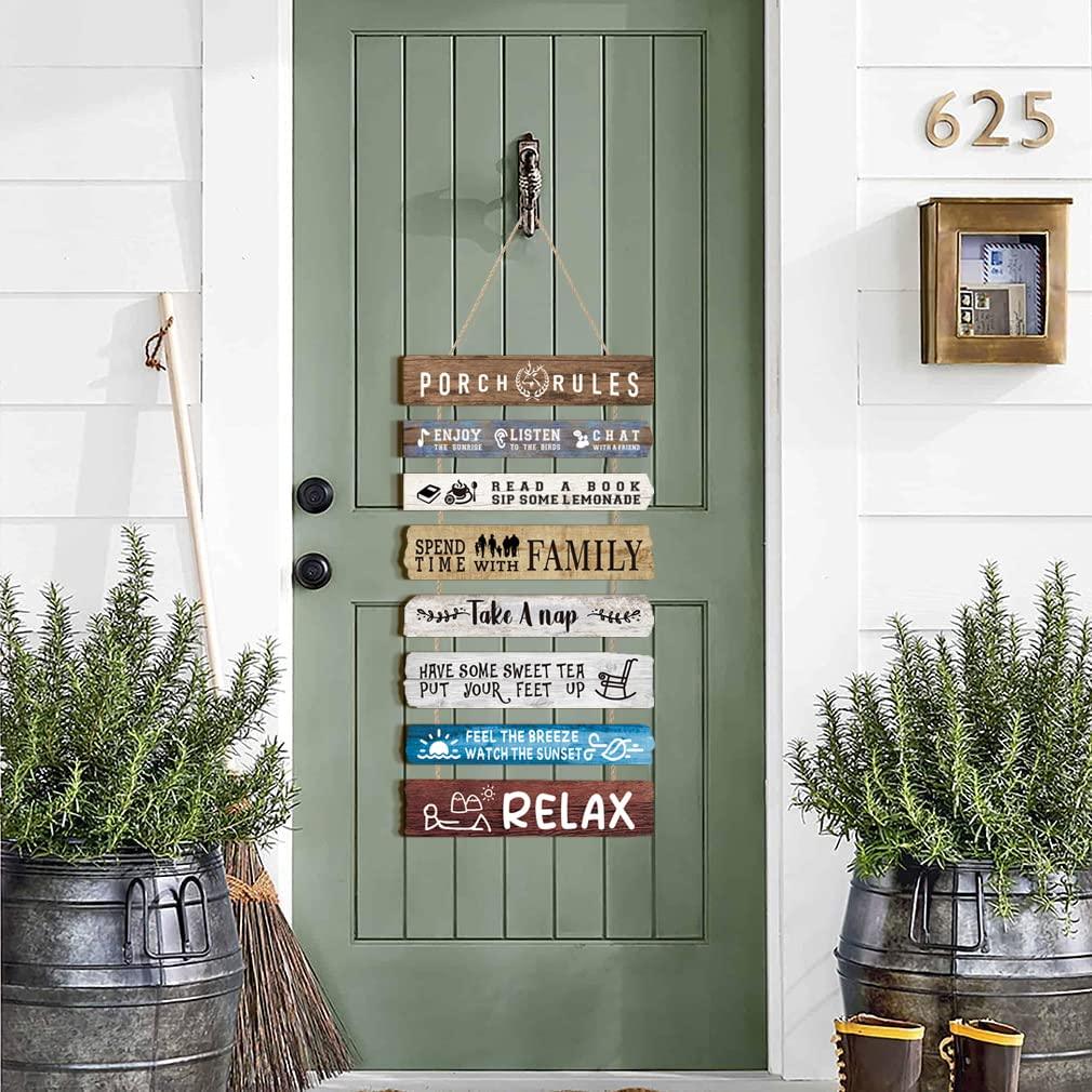 HLNIUC Porch Rules Porch Rules Wall Decor,Relax Sign Wooden Plaques,Inspirational Hanging kits,Family Positive Sayings Wall Art set of 8(19x12inch) Farmhouse Decor For Garden Yard Porch Home Decor - CookCave