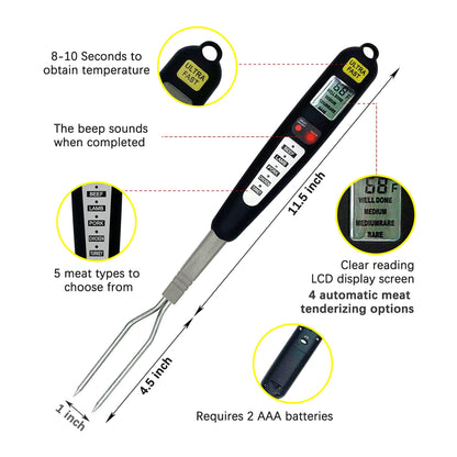 Vivicreate Meat Food Instant Read BBQ Garden Kitchen Outdoor Camping Cooking Grill Digital Fork Thermometer Digital - CookCave