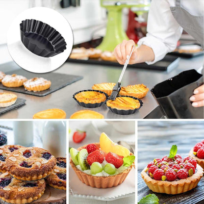 4 Pack Tart Pans Tortilla Pan Set Mini Tart Molds Carbon Steel Taco Shell for Baking 3 Inch Taco Salad Bowl Maker with Removable Bottom NonStick Tortilla Bowl Fluted Side for Quiche Cakes Pies (Black) - CookCave