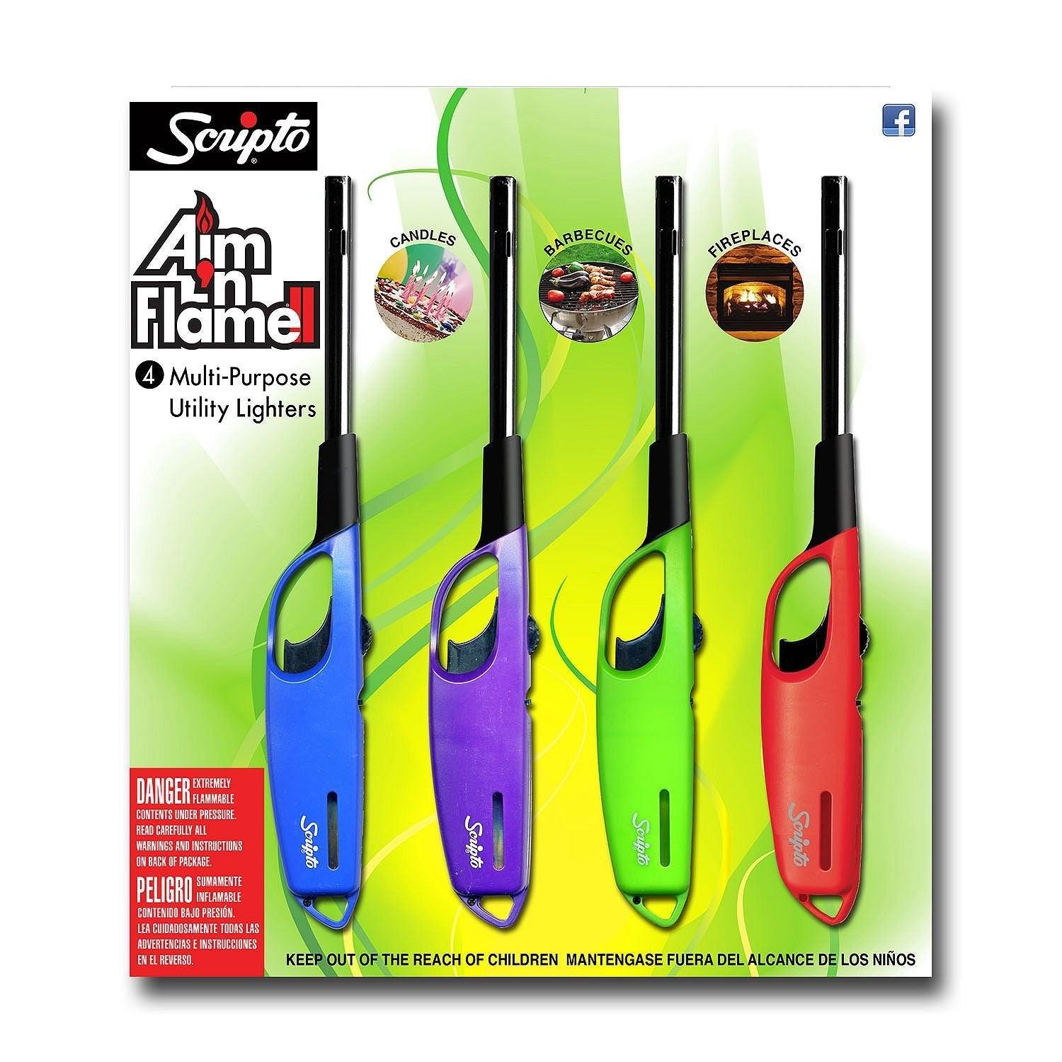 Scripto AIM 'N Flame Multi-Purpose Lighters, Pack of 4 - CookCave