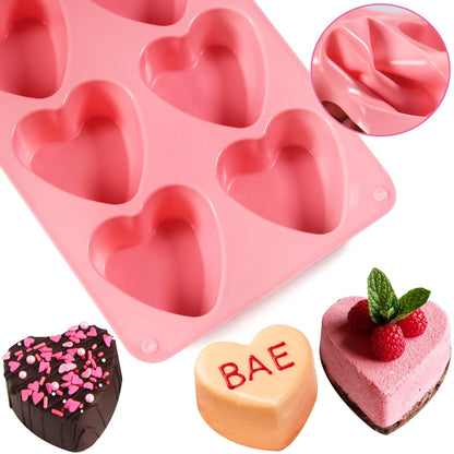 Sidosir 3Pcs Large Heart Shaped Muffin Pan Silicone Mold, 8-Cavity Chocolate Cover Molds for Valentine's Day Mini Cake, Jelly Pudding, Handmade Soap - CookCave