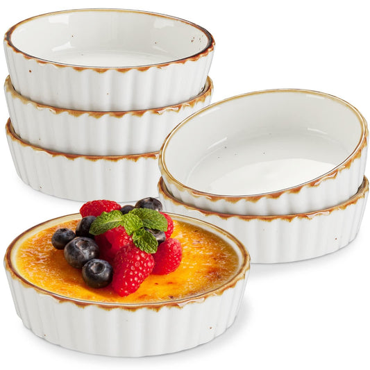 ONEMORE Ramekins 4 oz - Oven Safe Shallow Ramekins for Creme Brulee - Fluted, Set of 6 - CookCave