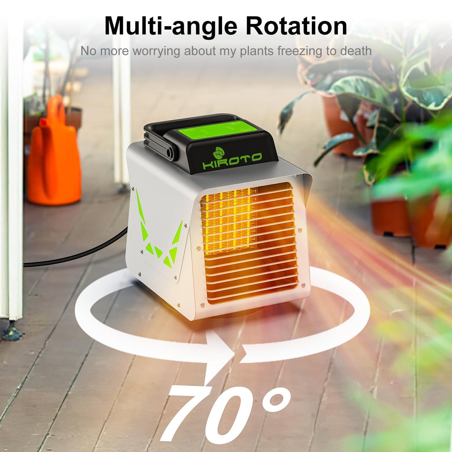 Kiroto 1500W Greenhouse Heater with APP Remote Control & Smart Control Panel, Portable Outdoor Heater for Plants & Vegetables, Safe Heater for Greenhouse, Grow Tents, Flower Room, Sunroom - CookCave