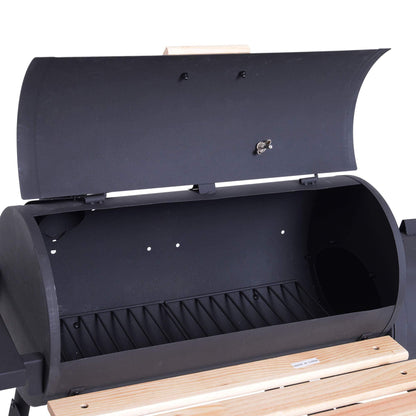 Outsunny 48" Steel Portable Backyard Charcoal BBQ Grill and Offset Smoker Combo with Wheels - CookCave