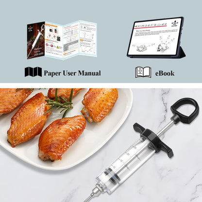 Grill Bump Meat Injector, Meat Injectors for Smoking, Meat Injector Syringe Comes with 2 Marinade Injector Needles; Injector Marinades for Meats, Turkey, Chicken; User Manual Included, 1-oz - CookCave