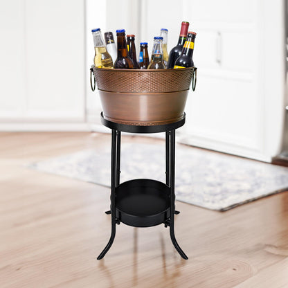 BREKX Galvanized Copper Beverage Tub with Stand (15-QT) - Copper Drink Bucket with Stand - CookCave