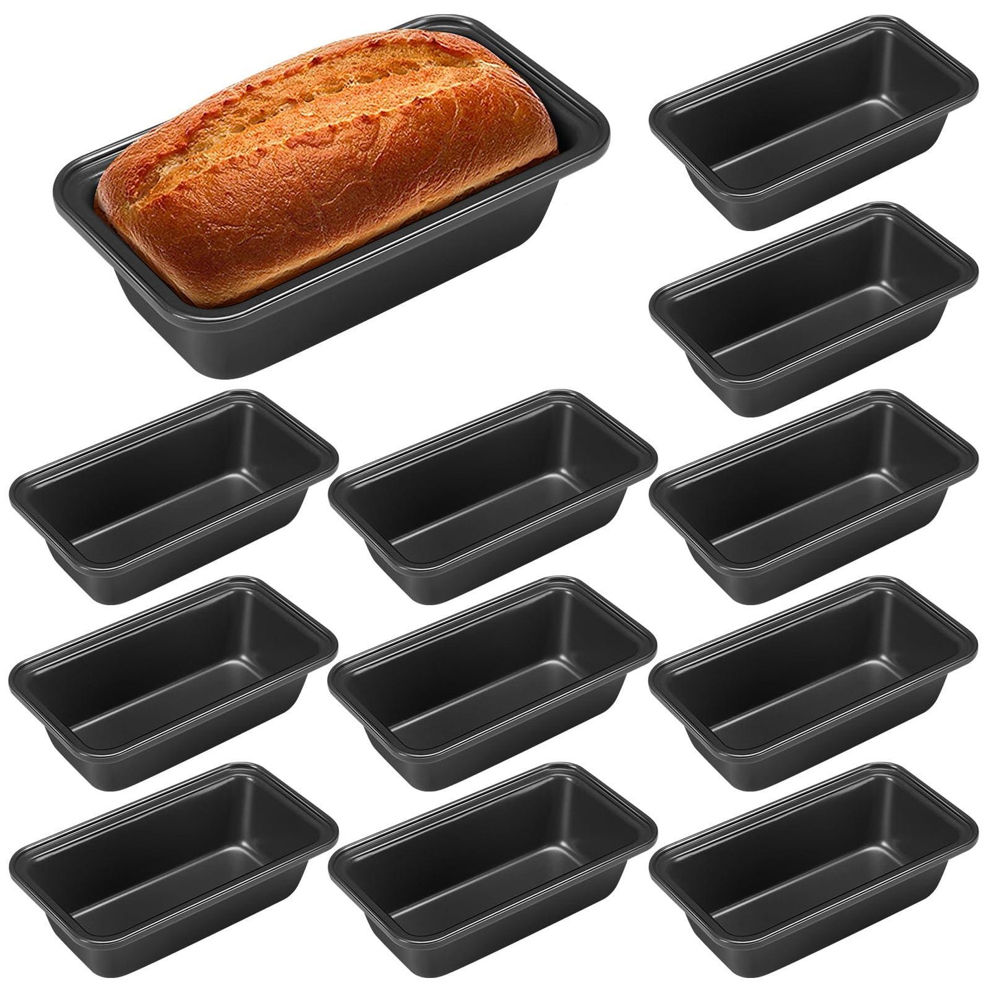 Uiifan 12 Pcs Mini Loaf Pan for Baking Bread Non Stick Small Banana Bread Tins 6.1 x 3.3 x 2.1 Inches Nonstick Carbon Steel Tiny Meatloaf Pan for Oven and Baking (Dark Grey) - CookCave