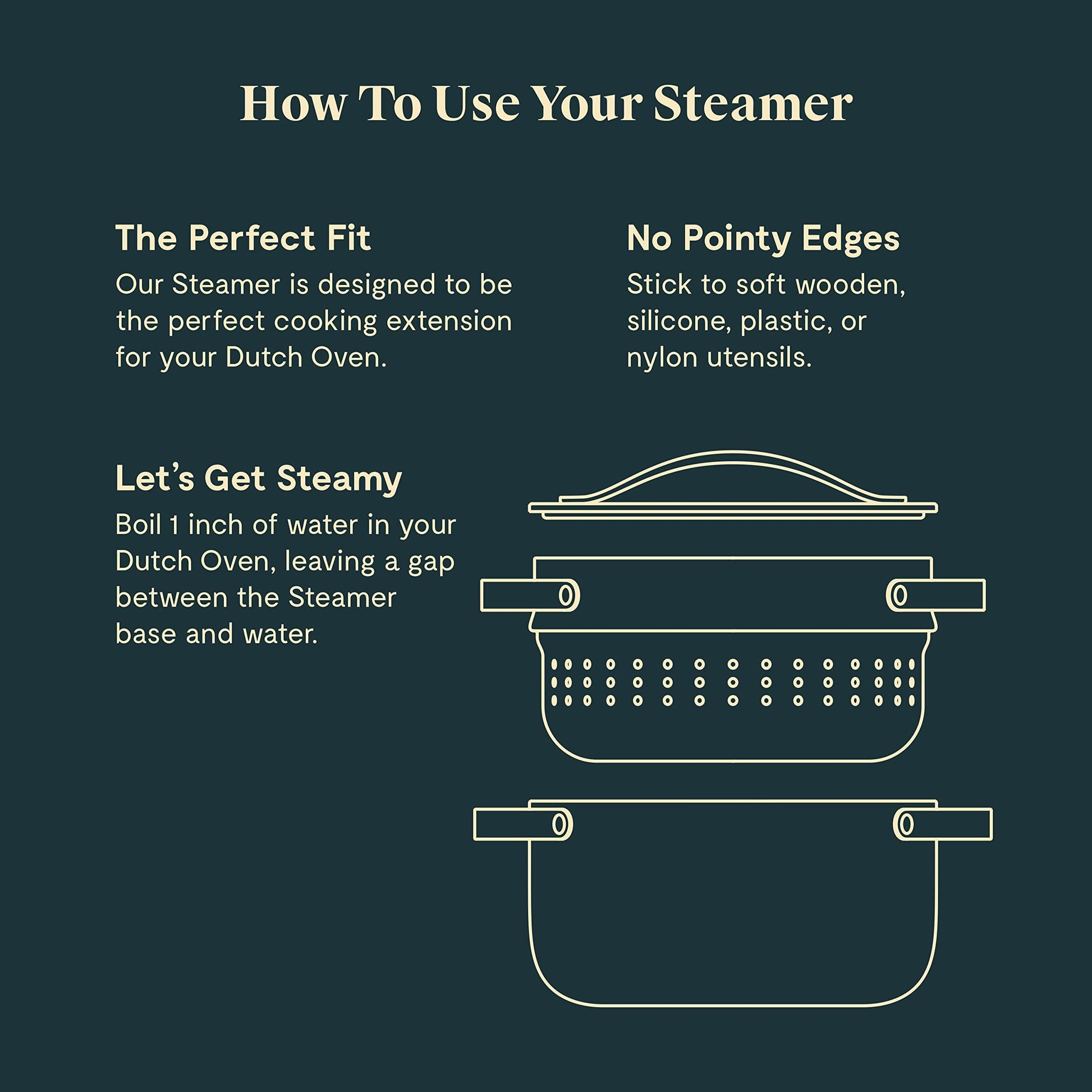 Caraway Steamer - Stainless Steel Steamer with Handles - Non Stick, Non Toxic Coating - Steam Veggies, Seafood, and More - Compatible With Our Dutch Oven or Sauce Pan - Large - CookCave