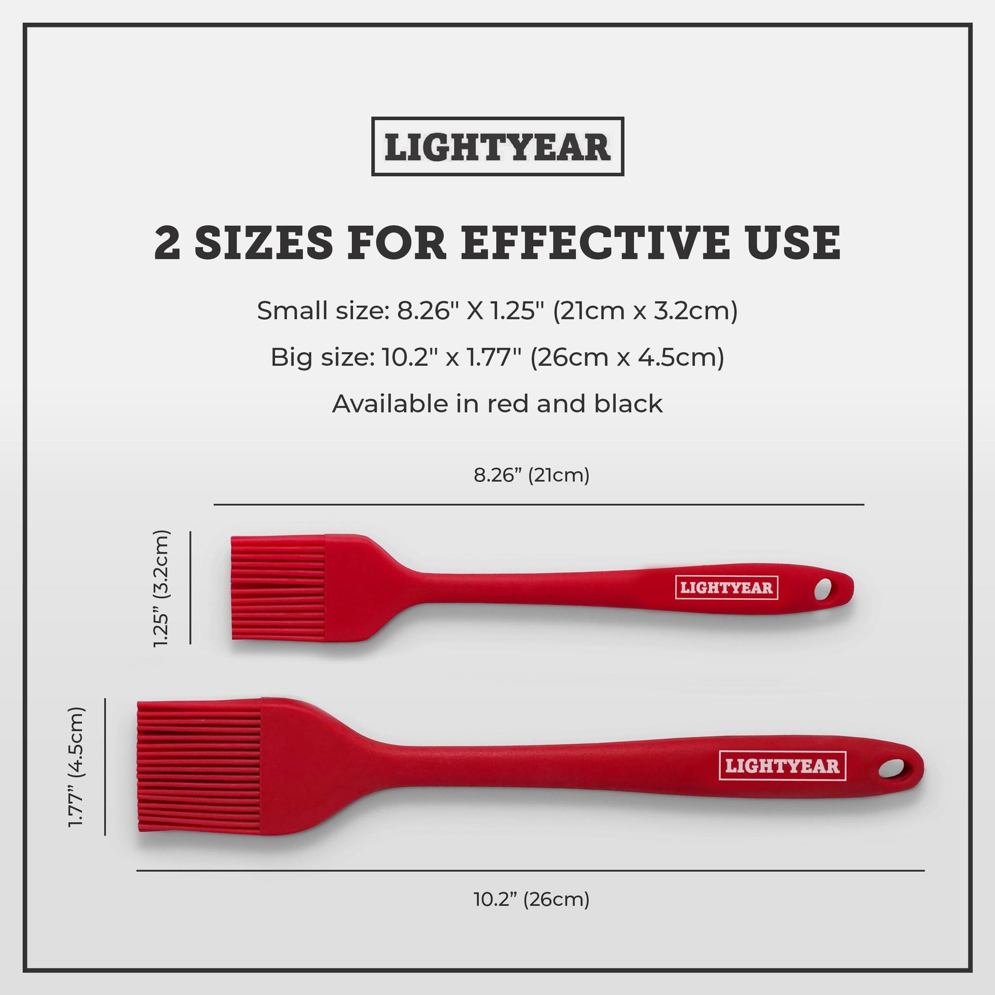 Lightyear Silicone Basting Pastry Brush Set (2 Pcs) ❘ 450°F Heat Resistant Oil Brush for Your Kitchen - Ideal For BBQ’s, Baking & Cooking | 100% Food Grade Silicone - BPA Free & Dishwasher Safe (Red) - CookCave