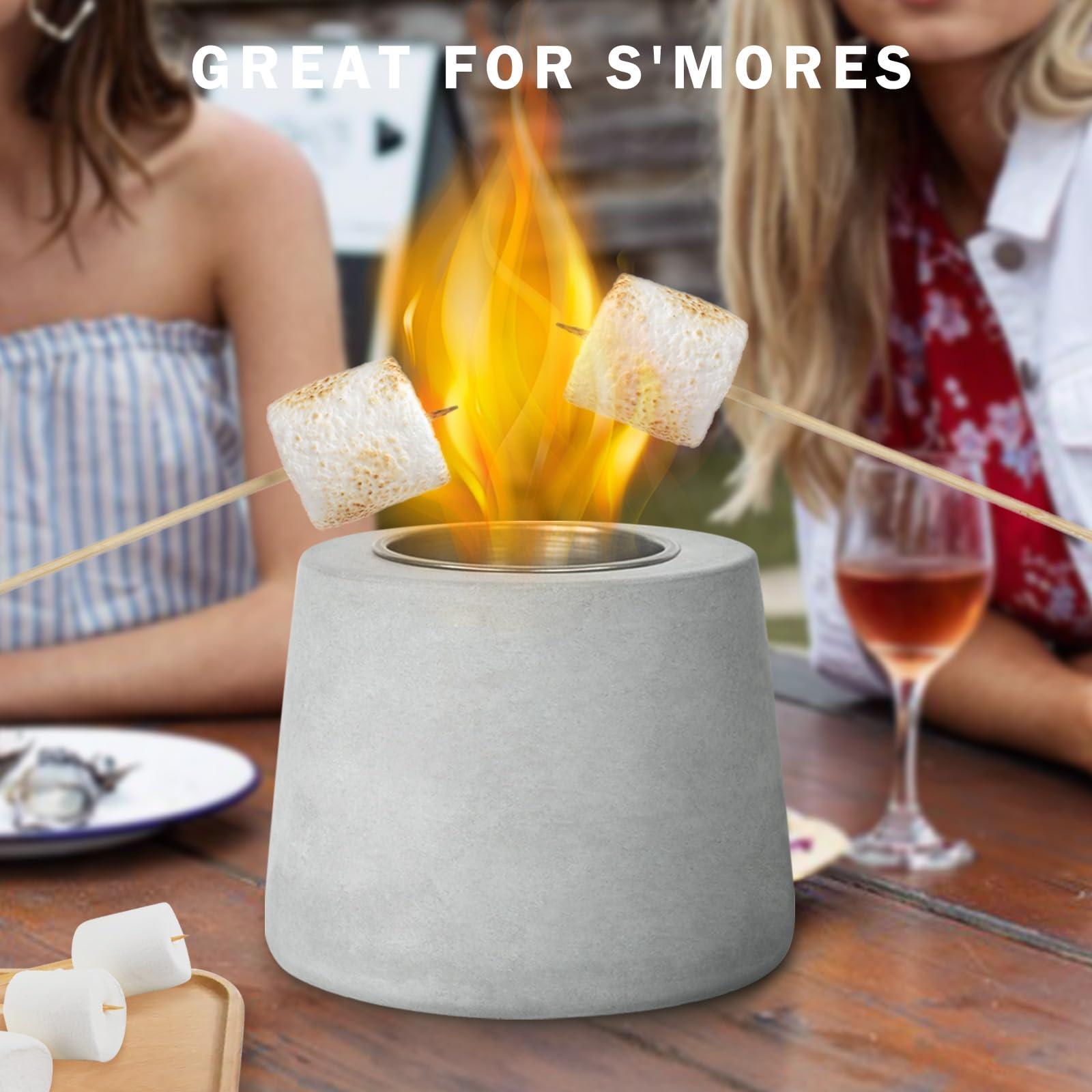 Karlliu Tabletop Fire Pit Indoor Concrete Personal Table Top Firepit Outdoor Mini Portable Rubbing Alcohol Flame Bowl for Smores Maker Round Smokeless Firepits for Outside – Gainsboro - CookCave