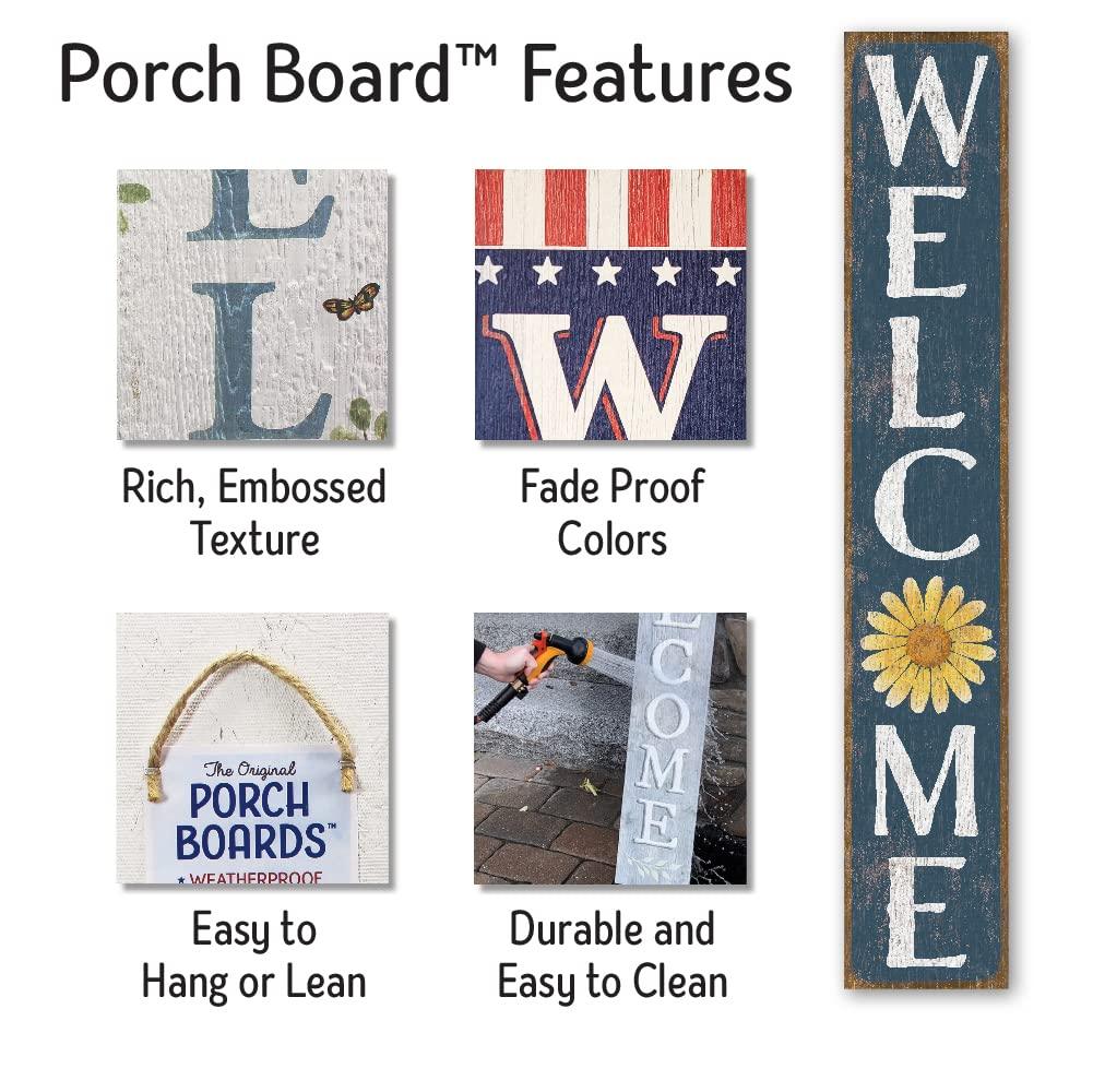 My Word! Welcome Yellow Daisy Porch Board Welcome Sign and Porch Leaner for Front Door Porch Deck Patio or Wall - Indoor Outdoor Spring Farmhouse Rustic Vertical Porch and Yard Decor – 8”x46.5” - CookCave