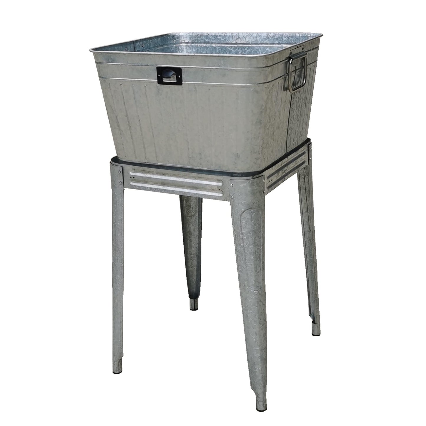 Metal Beverage Tub Cooler with Stand, Planter, Washbin - Rustic Grey - Backyard Expressions - CookCave