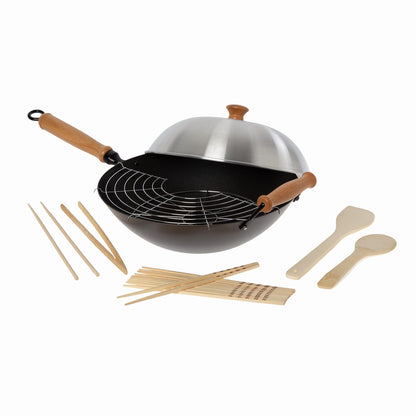 Joyce Chen 22-9938, Pro Chef 14 Inch 10 Piece Excalibur Non-Stick Wok Set - CookCave