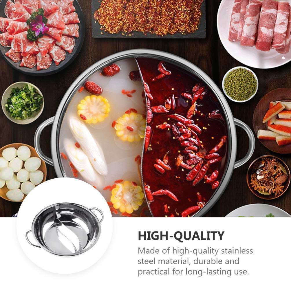 UPKOCH Stainless Steel Shabu Hot Pot Divided Hot Pot Pan Dual Sided Soup Cookware Cooking Pot with Divider for Induction Cooktop Gas Stove - CookCave