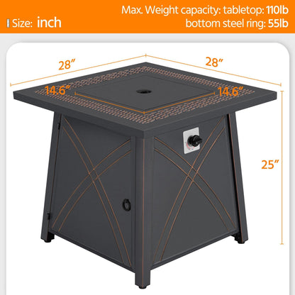 Yaheetech 28 inch Outdoor Gas Fire Pit Table 50,000 BTU Propane Fire Pit with Lid and Lava Rocks, Multifunctional 2 in 1 Gas Firepit for Patio/Backyard/Deck/Party, CSA Certification, Copper - CookCave