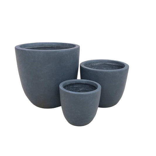 Kante 18",14",10" Dia Concrete Round Planters (Set of 3), Outdoor Indoor Large Planter Pots with Drainage Hole and Rubber Plug for Home Patio Garden, Charcoal - CookCave