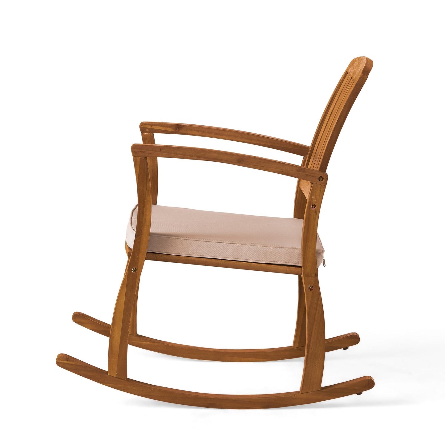 Christopher Knight Home Selma Acacia Rocking Chair with Cushion, Teak Finish - CookCave