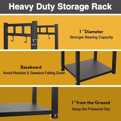 GREENER 31.6'' Tall 2-Tier Log Holder Rack for Firewood, Fireplaces, Wood Stoves and Outdoor Patios - CookCave
