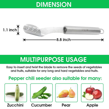 ESRE Stainless Steel Pepper Core Remover, Jalapeno Pepper Corer Tool Chili Deseeder, Sharp Edge Kitchen Gadget Seed Remover Dishwasher Safe, Slice off Vegetables tops for Barbecue - CookCave