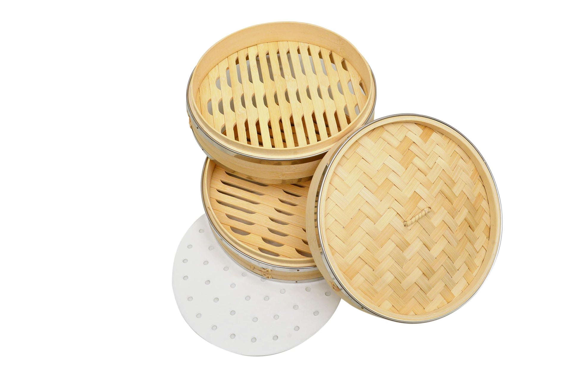 Two tier Bamboo steamer with steel ring - CookCave