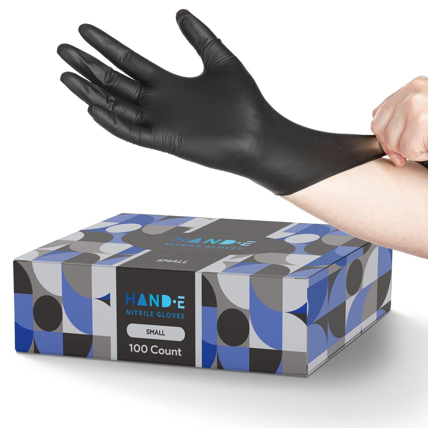Hand-E Touch Black Nitrile Disposable Gloves Small, 100 Count - BBQ, Tattoo, Hair Dye, Cooking, Mechanic Gloves - Powder and Latex Free Gloves - CookCave