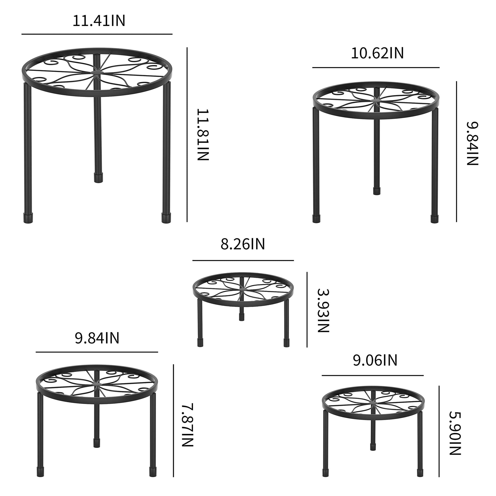 Linpla 5-Pack Decent Metal Plant Stands, Heavy Duty Flower Pot Stands for Multiple Plant, Anti-Rust Iron Plant Pot Shelf, Decoration Racks for Home Indoor and Outdoor (5 Pack Black) - CookCave
