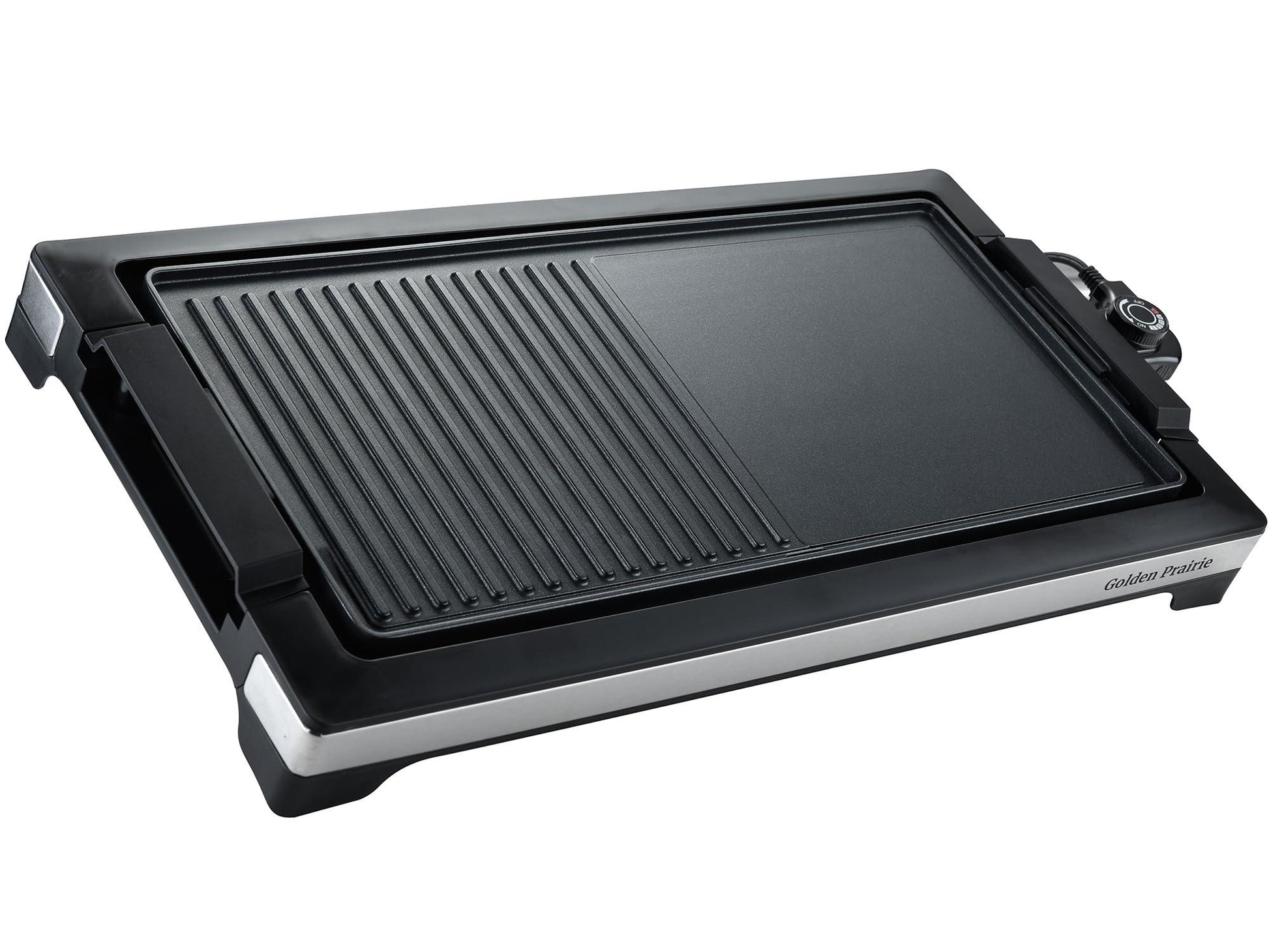 2-in-1 Grill & Griddle, Electric Smokeless Indoor Grill, 1800W Fast Heat Up BBQ Grill, Nonstick Cooking Plate, 5 Levels Adjustable Temperature, Detachable & Dishwasher Safe, Cool-touch Handles, Black - CookCave