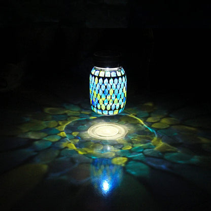 GUANFU Mosaic Solar Lanterns Outdoor Hanging Lights, Solar Table Lamps & Cool Blue Color Mosaic Glass Lights, Outdoor Waterproof Solar Night Lights, Garden,Patio,Pathway & Yard Décor - CookCave