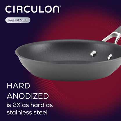 Circulon Radiance Hard Anodized Nonstick Frying / Fry Pan Set / Skillet Set - 8.5 Inch, 10 Inch, and 12.25 Inch , Gray - CookCave