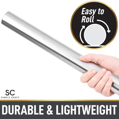 Simple Craft Premium 16” Rolling Pin - Smooth Tapered Professional French Rolling Pin - Stainless Steel Rolling Pin For Making Cookies, Pastries, Pizza, Pies, and Pastas - CookCave