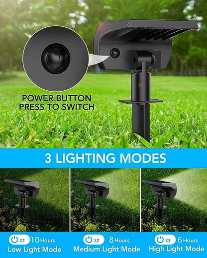 Kaxiida Solar Spot Lights Outdoor Waterproof, 3 Lighting Modes Solar Landscape Lights for Outside, 56LED Solar Powered Lights Dusk to Dawn Pack of 6 - CookCave