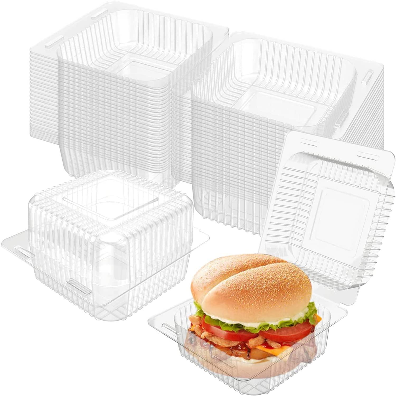 Axe Sickle 200 Pcs 5 x 5 inch Clear Plastic Hinged Take Out Containers Clamshell Takeout Tray Food Clamshell Containers for Dessert, Cakes, Cookies, Salads, Pasta, Sandwiches - CookCave