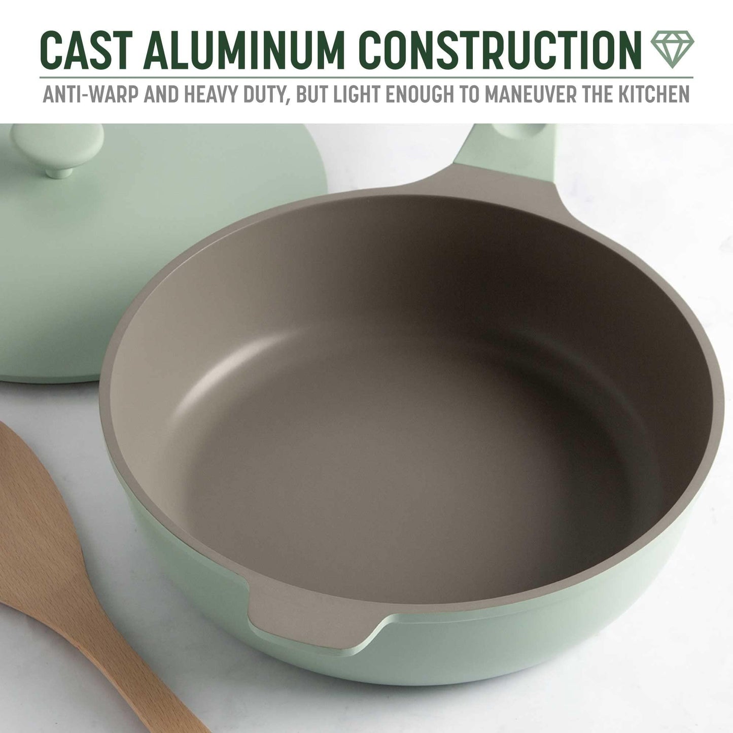 Goodful All-in-One Pan, Multilayer Nonstick, High-Performance Cast Construction, Multipurpose Design Replaces Multiple Pots and Pans, Dishwasher Safe Cookware, 11-Inch, 4.4-Quart Capacity, Sage Green - CookCave