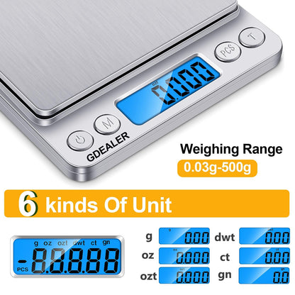 GDEALER Food Scale, 0.001oz/0.01g Precise Digital Kitchen Scale Gram Scales Weight Food Coffee Scale Digital Scales for Cooking Baking Stainless Steel Back-lit LCD Display Pocket Small Scale, Silver - CookCave